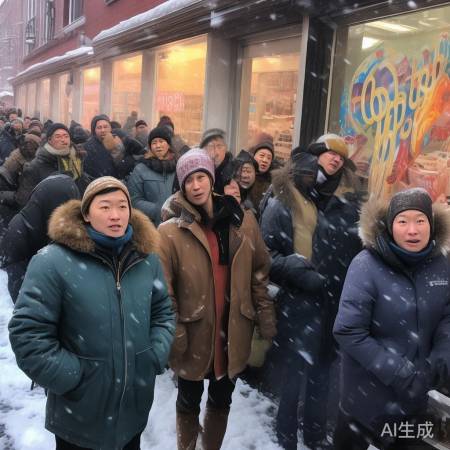 冬寒排队狂热泡泡玛特