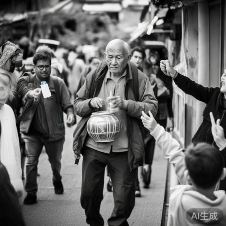 李大爷路上感社会关爱