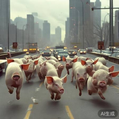 猪越狱，公路避让壮观