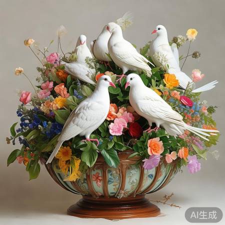 国庆大花篮，精美和平鸽