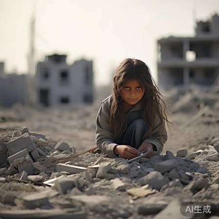 加沙女孩废墟寻生