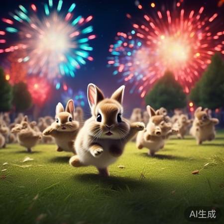 烟花下鼠兔趣景