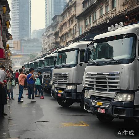 广东多地餐厅现奇观：重卡停门前，停车难成难题