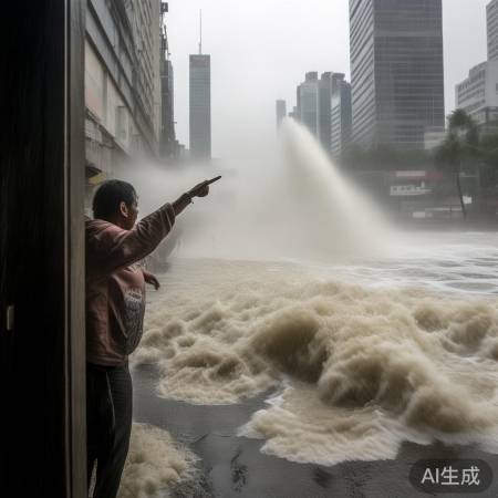 香港台风逼近，疑海水倒灌现惊险3米喷泉