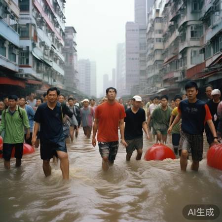 香港市民共抗台风挑战
