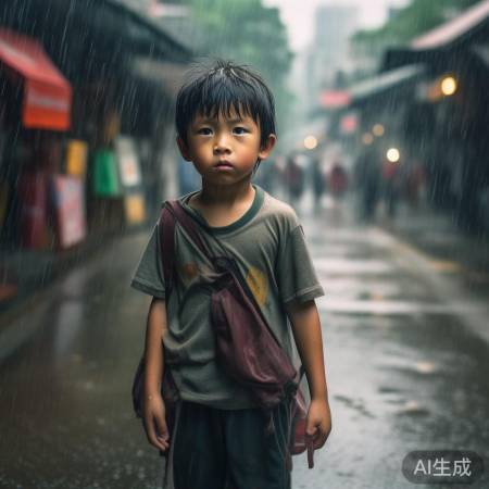 男孩雨天走失 陌生好心人驱车十公里送回家