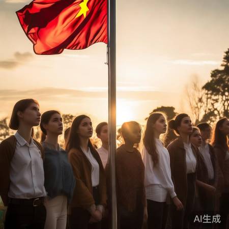 大学生升旗展热情