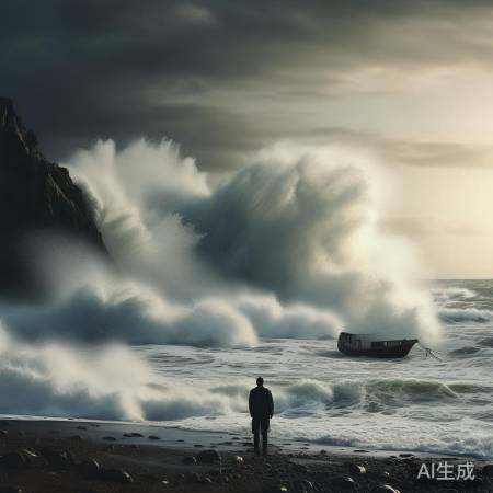 “海浪惊险,生命脆弱”