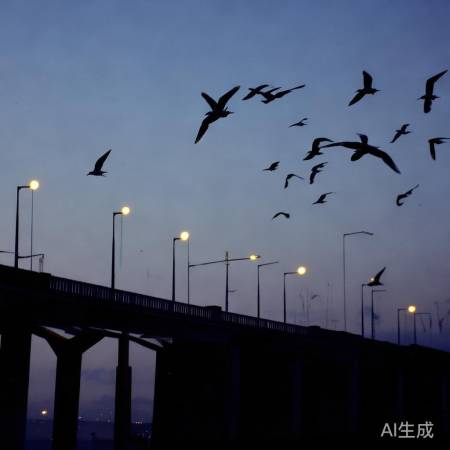 灯光与鸥鸟默契共舞