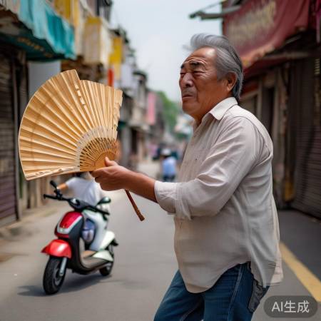 大哥折扇砸手，怒追电动车
