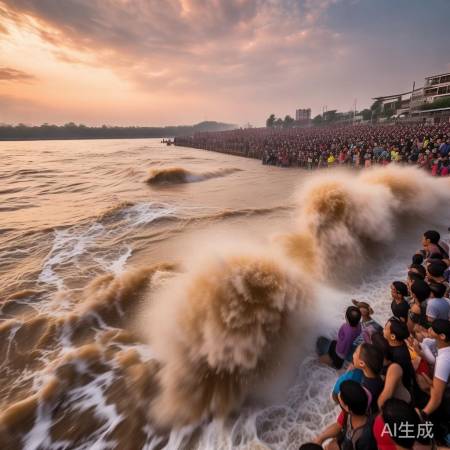 钱塘江现壮丽龙鳞潮景观