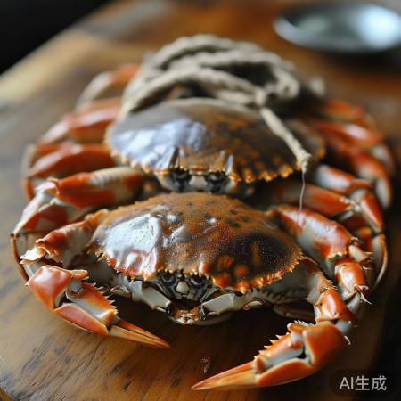 大闸蟹捆绑细节：一蟹一绳，品质保证！