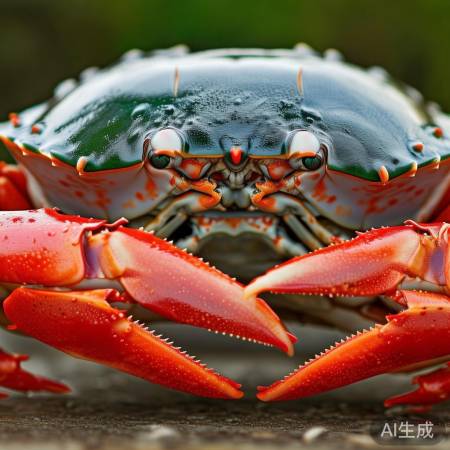 蟹脚齐全鲜红，健康活力佳