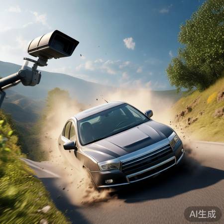 轿车失控惊险翻坡