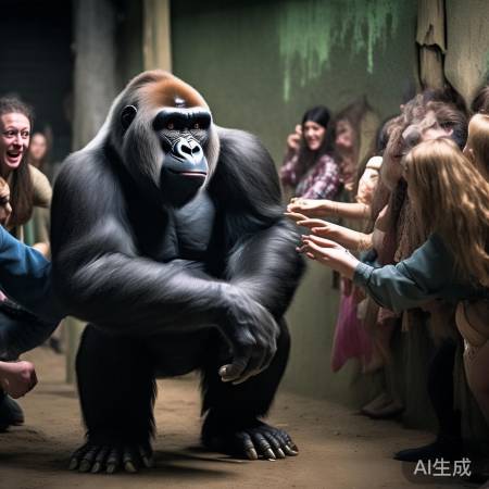 游客互动动物,动物受惊。