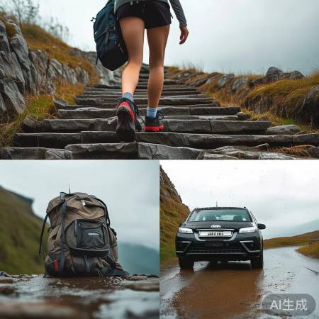 徒步需选鞋,自驾小心路滑