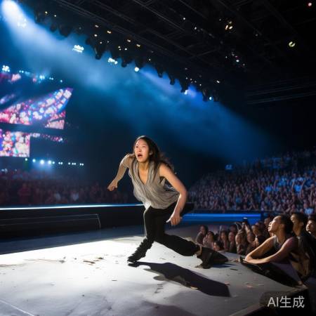 张靓颖演唱会摔台惊慌现场