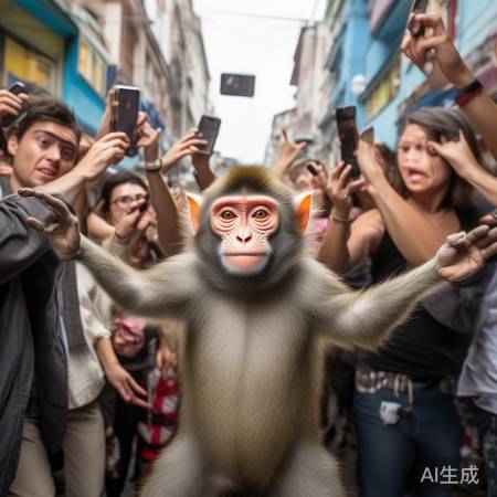 猴子摆pose拍照