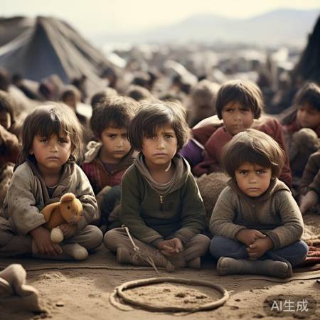难民营无助儿童