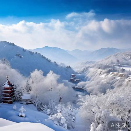 北京冬日山区雪景