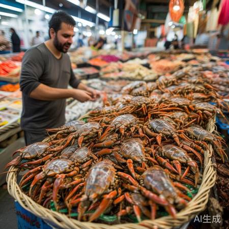 买蟹达人挑肥美螃蟹,上桌画风突