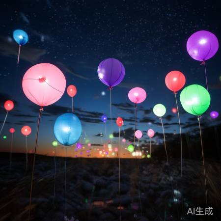 夜空奇观,发光飞行物