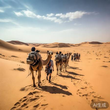 骆驼队探险新疆