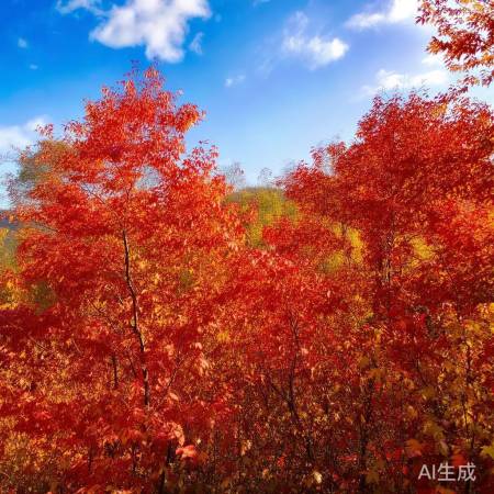 香山红叶,阳光通风更鲜艳。
