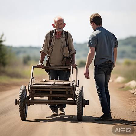大爷推车遇难题，网友相助解困境