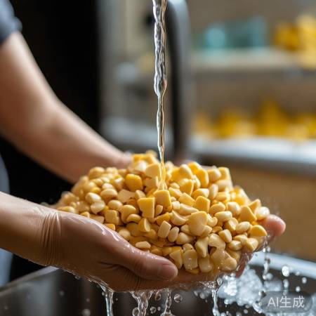 清洗银杏果,水流反复冲