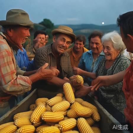 张伯玉米丰收,村民齐助力