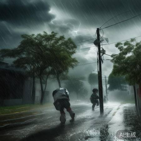 “台风来临，雨大湿冷”
