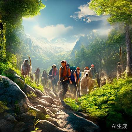 探险穿越森林遇野生动物