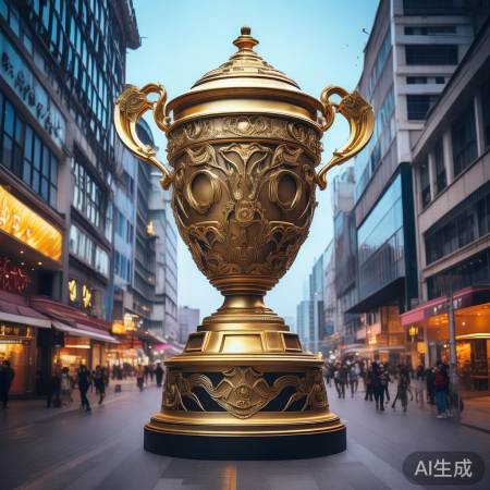 巨型LOL奖杯雕塑惊艳春熙路