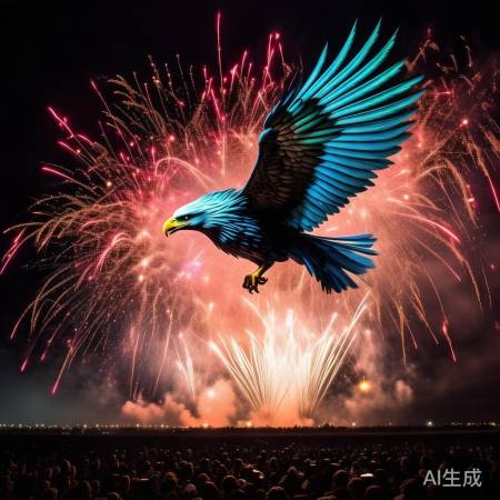 烟花腾飞,雄鹰展翅