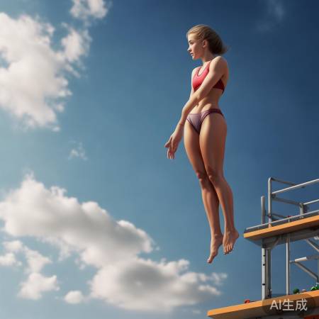 夺冠瞬间,陈芋汐翱翔天空