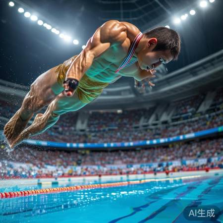 全运会跳水冠军潘展乐，技艺精湛