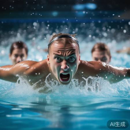 游泳健将刻苦训练