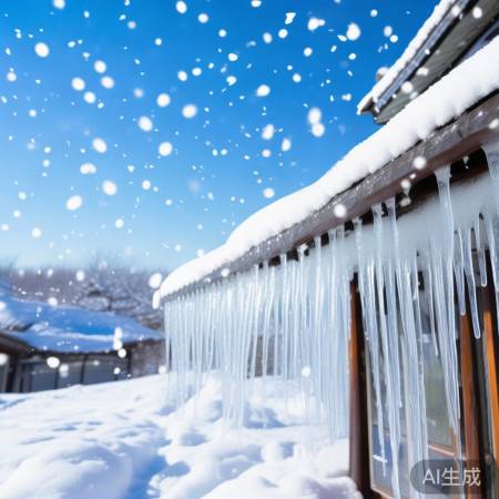 冬日雪景与冰凌