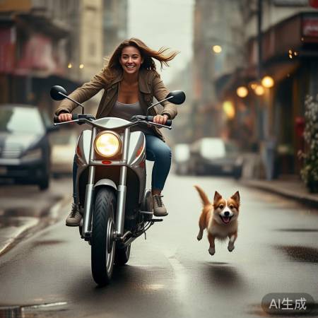 女生骑车被狗绊倒，狗主人已寻回爱犬