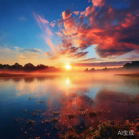 朝霞:太阳与大气交融