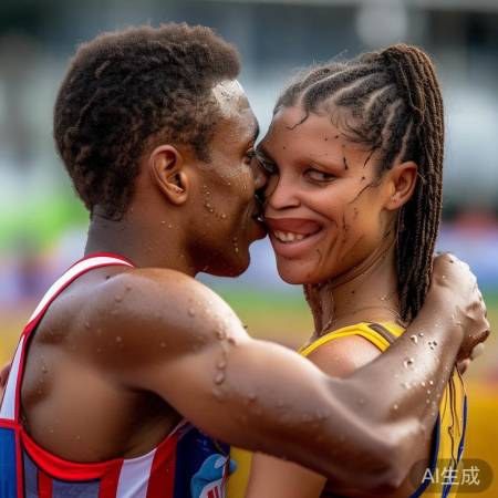 深情拥抱,友谊胜胜负