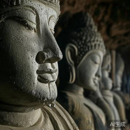 石窟佛像表面结水珠