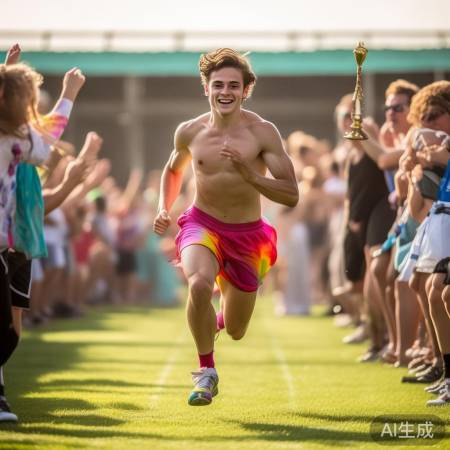 小哥哥裙子跑步夺冠