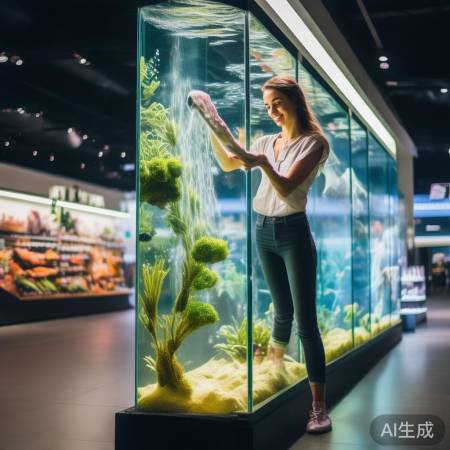 女子光脚踩水族箱擦玻璃引关注，超市回应引发热议