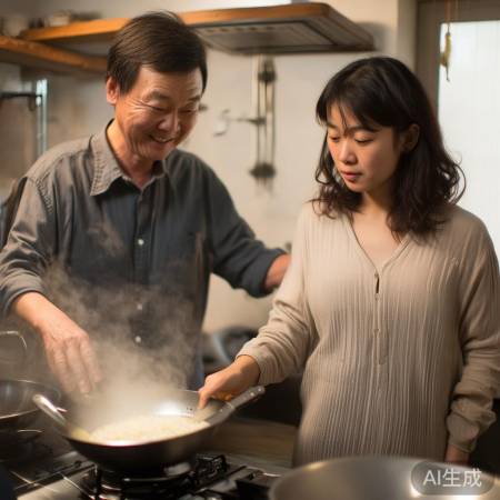 李哥耐心教小芳炒饭