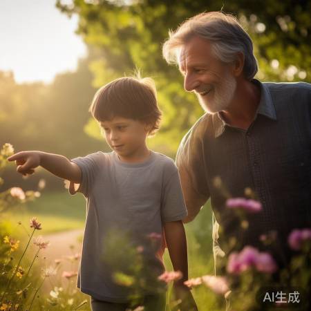 父子晨练话花草