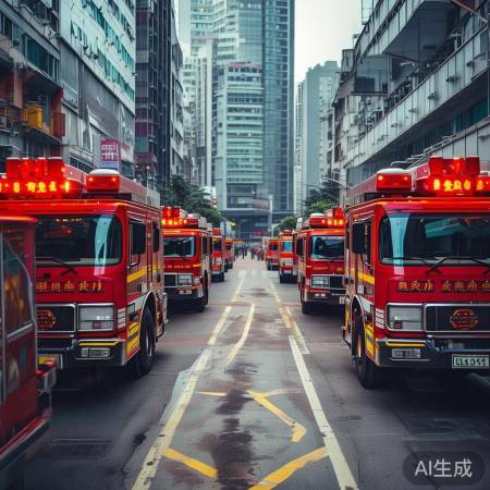 深圳消防车队莲塘口岸集结待命