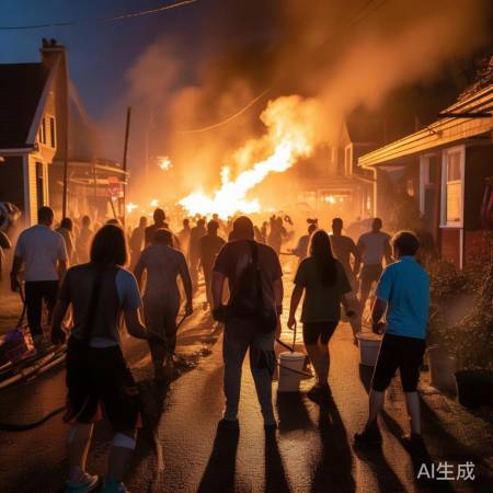 火灾中居民英勇扑火