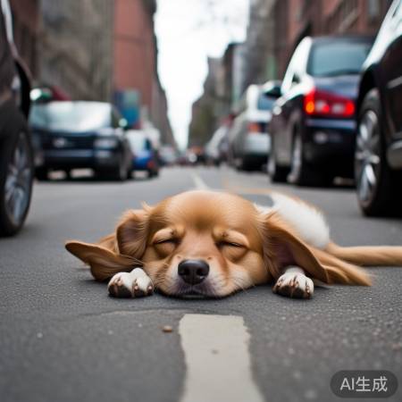 狗睡马路中央，司机鸣笛无果被撞，事件引关注
